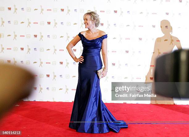 Logies 2010, Crown Casino, Melbourne. Actress, Rebecca Gibney, on the red carpet.