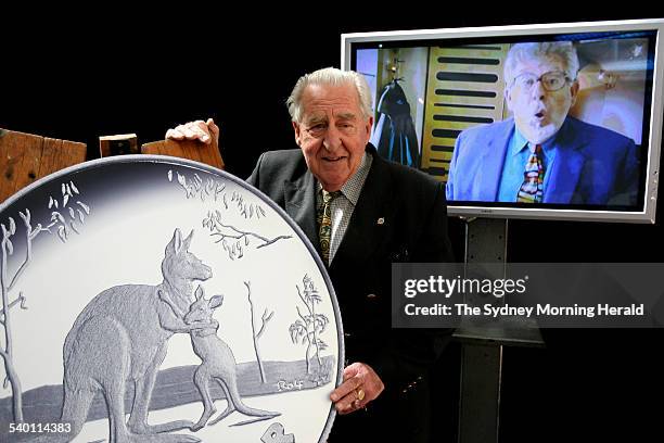The launch of the Great Australian Artist series of Kangaroo coins, held at the Royal Australian Mint in Canberra. Australian artist Rolf Harris...