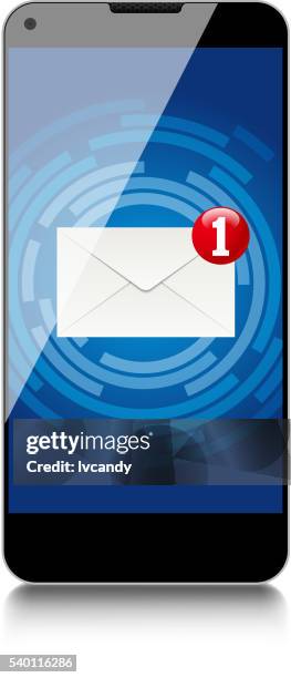 new email in mobile phone - email screen stock illustrations