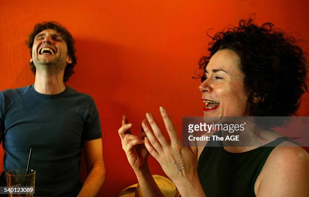 Comedians Frank Woodley, left, and Judith Lucy, who will be performing in this year's Melbourne Comedy Festival, 19 March 2003. THE AGE Picture by...