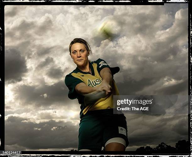 Australian softballer Kate Quigley, 18 August 2006. THE AGE SPORT Picture by JOHN DONEGAN