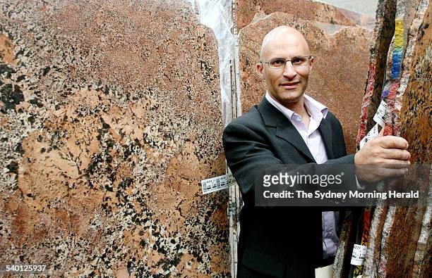 Rada Babic standing next to a slab of granite dubbed Bordeaux in his warehaouse showroom at W&K Marble in Padstow, 13 September 2006. SMH ESSENTIAL...