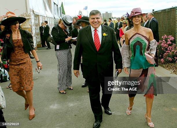 Spring Racing Carnival 2006. Aussie Home Loans' John Symond with Simone Bartley at the 2006 Melbourne Cup at Flemington Racecourse, 7 November 2006....