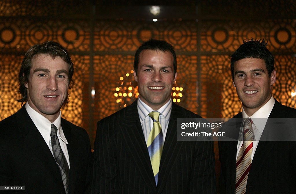 Western Bulldogs players Lindsay Gilby, Brad Johnson and Scott West at the All A