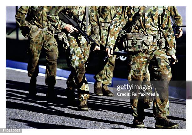 Australian soldiers on a training exercise at Singleton Army Base, NSW, 2 May 2006. AFR Picture by PHIL CARRICK