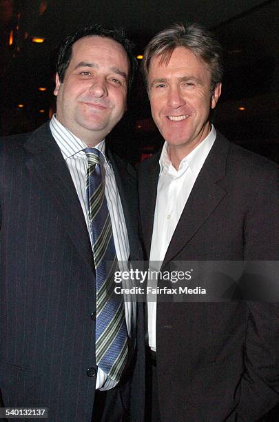 Mick Molloy, left, and Glenn Robbins at the BoyTown film premiere after-party at Hugo's Lounge in Kings Cross, Sydney, 8 October 2006. SHD Picture by...