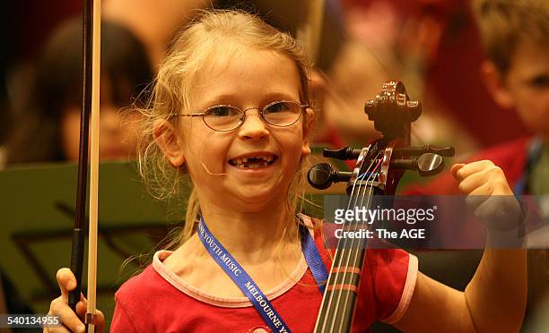 Music Camp involving 700 kids at Victorian College of The Arts , pictured is the youngest of the groups involving children from seven years upwards....
