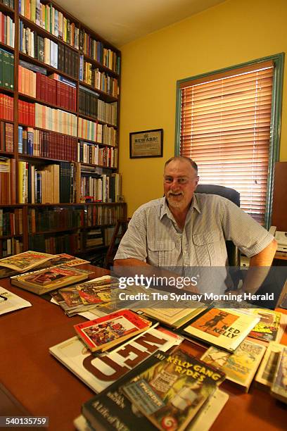 Collector Brian McDonald with his Ned Kelly collection, 30 January 2007. SMH Picture by NATALIE BOOG