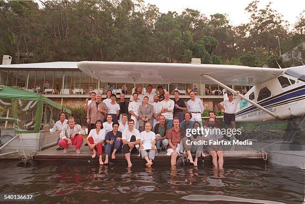 All aboard: Past and present staff gathered when Gay Bilson sold Berowra Waters in 1995. BEROWRA WATERS, BEROWRA WATERS PIC BY JENNIFER SOO, SMH,...