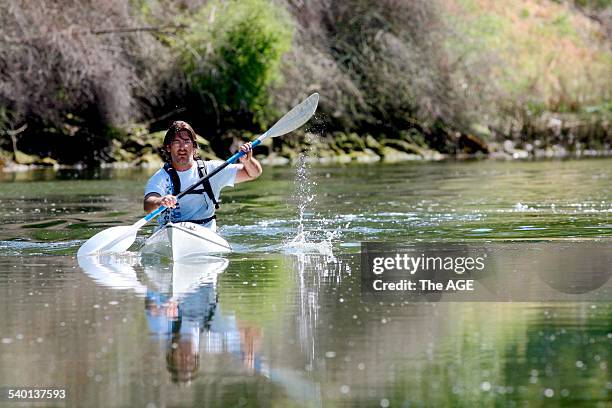 Canoe on the Maribyrnong river at Avondale heights, on 10 October 2006. THE AGE NEWS Picture by ANDREW DE LA RUE