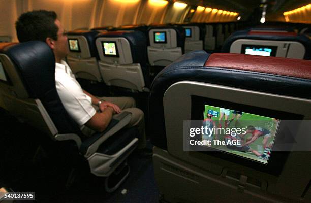 Inside the new Virgin Plane which now provides Foxtel chanels to passengers. 28TH AUGUST 2006 THE AGE NEWS Picture by WAYNE TAYLOR