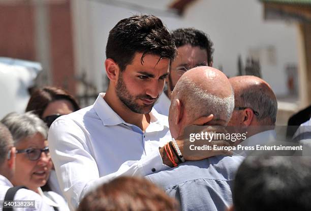 Minnesota Timberwolves basketball player Ricky Rubio attends the funeral for his mother Tona Vives at Sant Pere church in El Maresme on May 27, 2016...