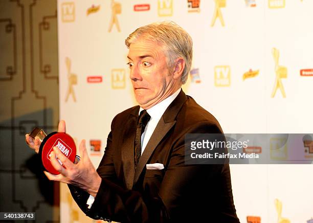 Logies 2010, Crown Casino, Melbourne. Shaun Micallef with his Silver Logie for Most Popular Presenter for 'Talkin about Your Generation', 2 May 2010....