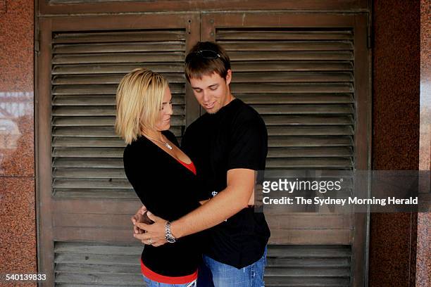 Australian golfer Aaron Baddeley and his wife Richelle in Sydney, 12 November 2006. SMH Picture by TIM CLAYTON
