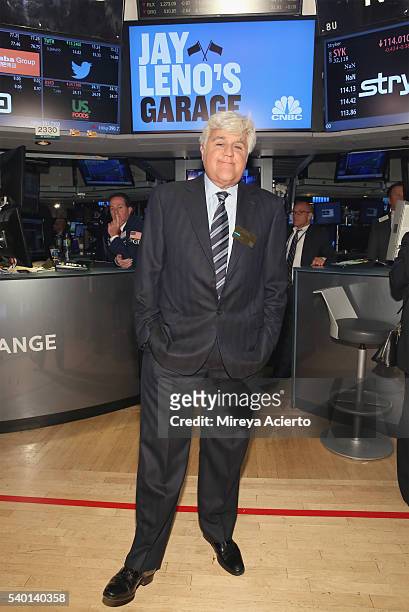 Comedian Jay Leno rings the New York Stock Exchange opening bell to celebrate the season 2 premiere of CNBC's "Jay Leno's Garage" at New York Stock...