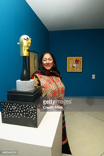 Kiran Nadar owner of Kiran Nadar Museum of Art posing for a profile shoot at her Museum on January 27, 2016 in New Delhi, India. Founded in January...