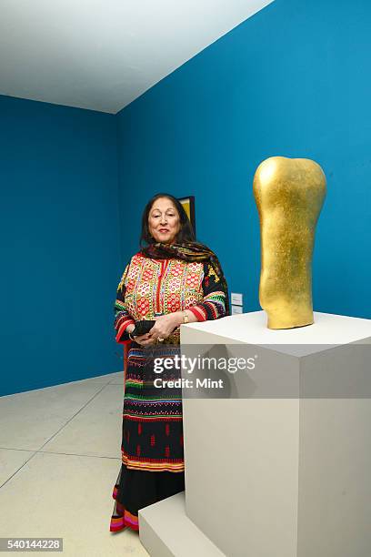 Kiran Nadar owner of Kiran Nadar Museum of Art posing for a profile shoot at her Museum on January 27, 2016 in New Delhi, India. Founded in January...