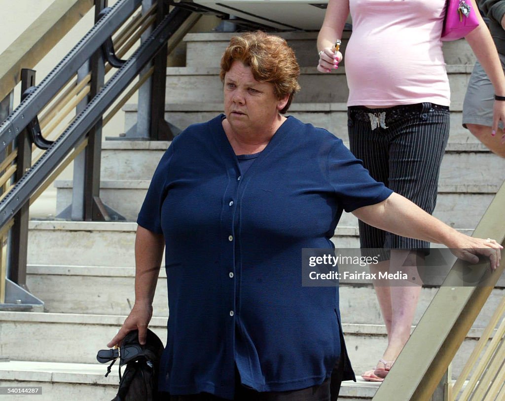 Denise Davies leaves Newcastle District Court after the finish of the trial in t