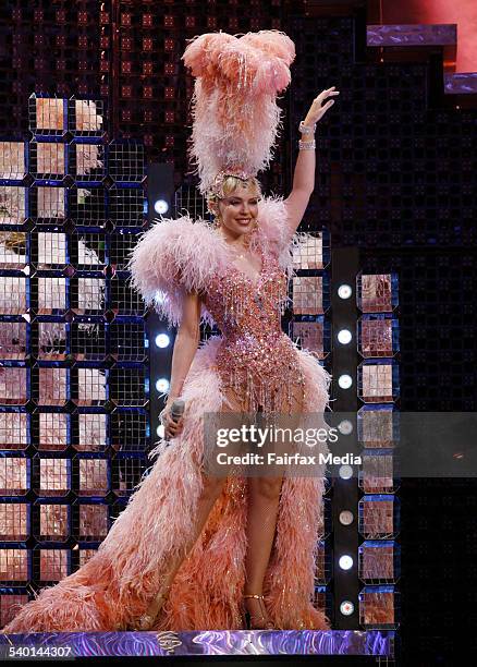 Kylie Minogue, in feather and sequins, returned to the stage for her 'Homecoming' concert, after an 18 month fight against breast cancer, 11th...