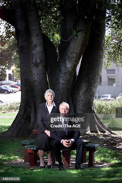 Former Australian Prime Minister Gough Whitlam and his wife, Margaret Whitlam, who will both deliver a speech about Australia's relations with China,...