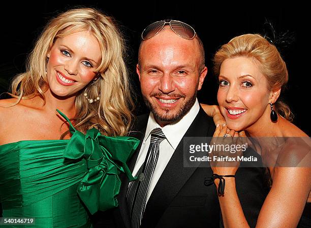 From left, Sophie Faulkner, Alex Perry and Catriona Rowntree at the Very Perry Christmas party at the Sofitel Wentworth's Garden Terrace, Sydney, 11...
