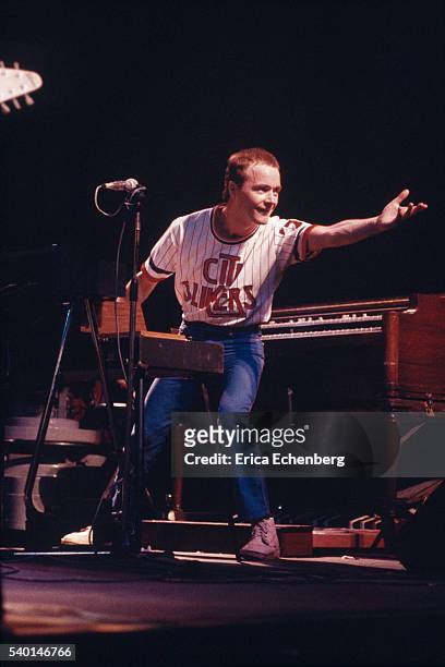 Billy McIsaac of Slik performs on stage at New Victoria Theatre, London, May 1976.