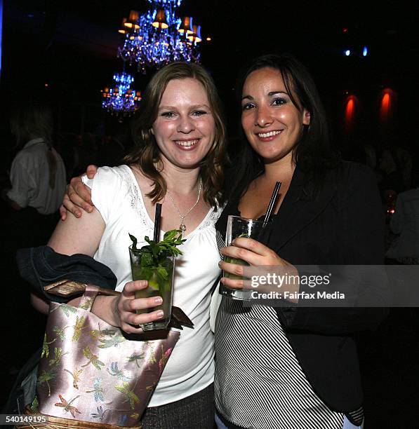 Shelley Tustin, left, and Andrea Tomaz at the Mirabelle Bar opening at the St James Hotel, Sydney, 25 October 2006. SHD Picture by JANIE BARRETT