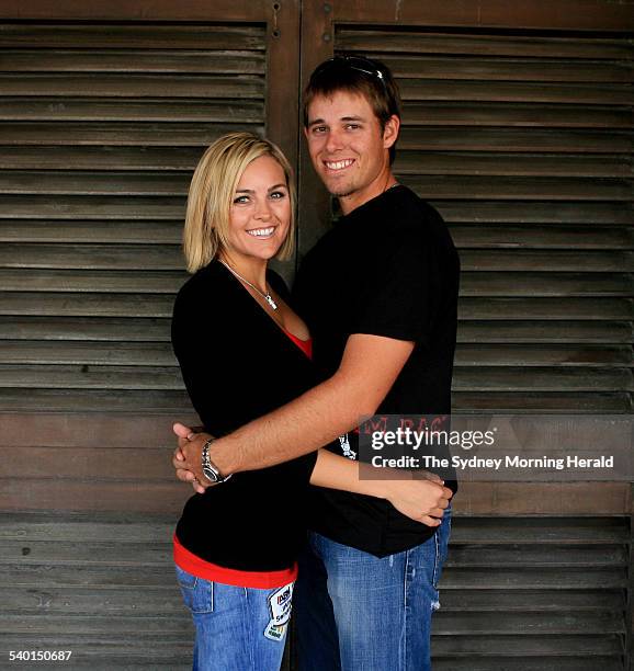 Australian golfer Aaron Baddeley and his wife Richelle in Sydney, 12 November 2006. SMH Picture by TIM CLAYTON