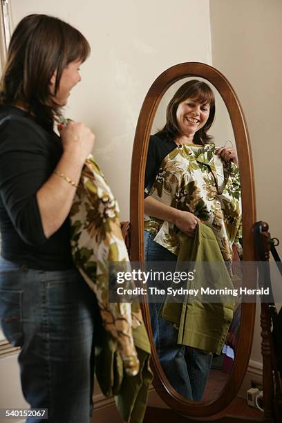 Sue Greco at her Balmain home prepares for a wardrobe makeover with Denee Savoia, 23 August 2006. SMH Picture by MARCO DEL GRANDE