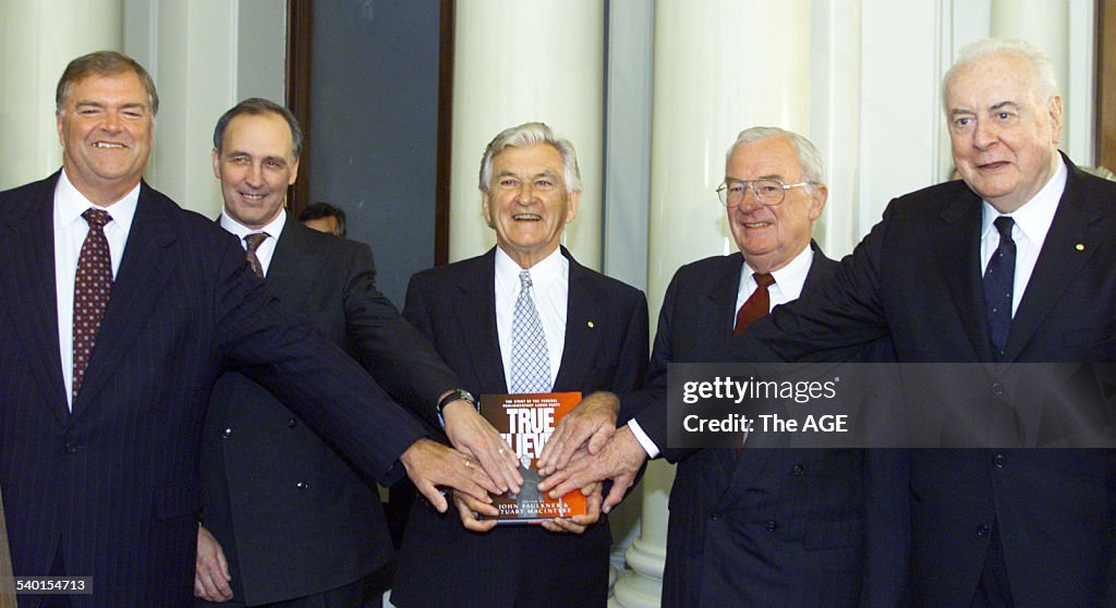 From left, former Labor leaders Kim Beazley, Paul Keating, Bob Hawke, Bill Hayde