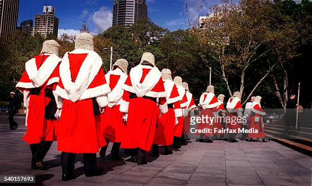 Supreme Court judges march in a procession to attend the Solemn Mass to mark the commencement of the 2003 Law Term at St. Mary's Cathedral in Sydney,...