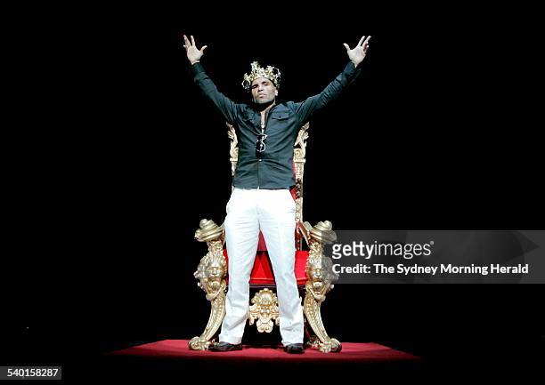 Australian boxer Anthony Mundine poses on a throne at the Sydney Entertainment Centre, promoting his upcoming March 2007 WBA World Super Middleweight...