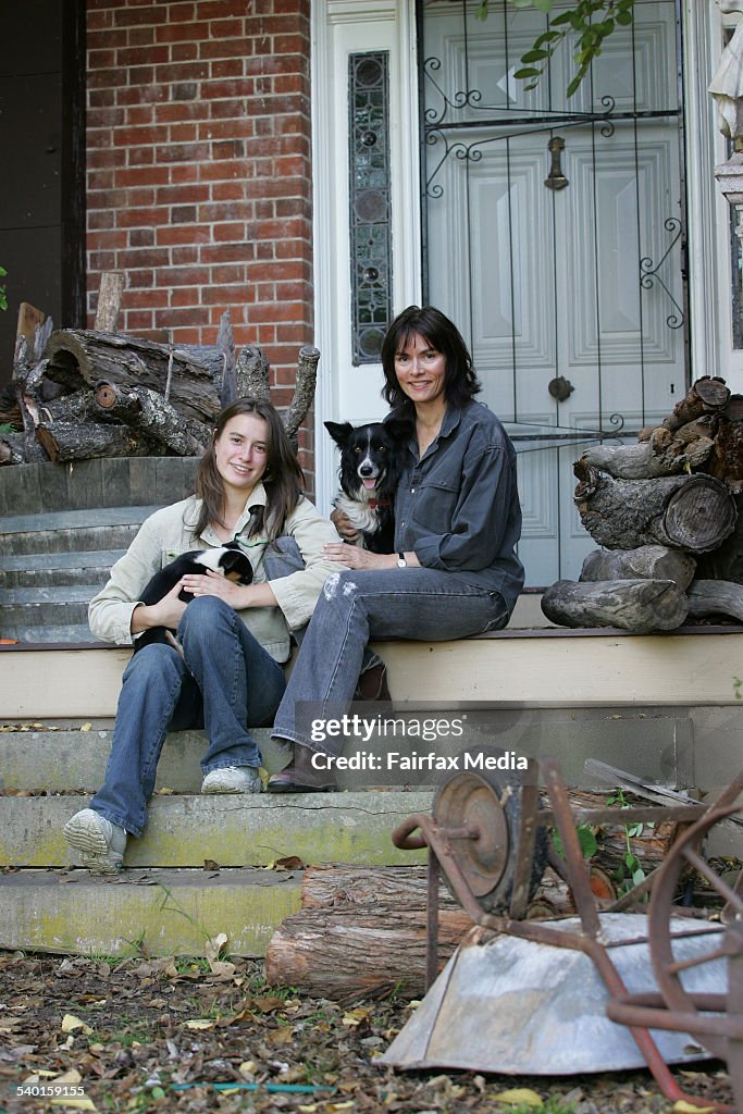 Pat Rice Daughter Patrice Newell, with her daughter Aurora and puppy Badger, on her ...