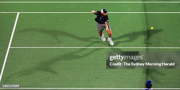 Medibank International, Sydney. Chris Guccione in action against Jurgen Melzer, 10 January 2007. SMH SPORT Picture by TIM CLAYTON