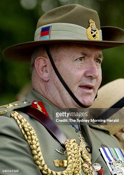 The Chief of Australia's Defence Force, Major-General Peter Cosgrove, during the flag ceremony at the Australia Day celebrations held at Commonwealth...