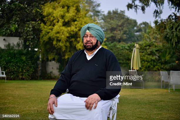 Captain Amarinder Singh- Chief of Congress Punjab Unit poses during an exclusive interview on January 8, 2016 in New Delhi, India.