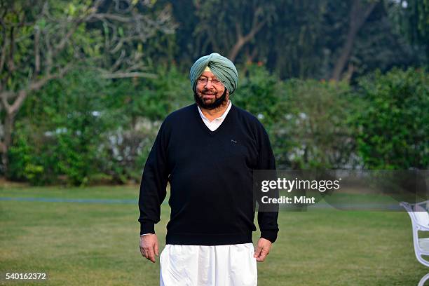 Captain Amarinder Singh- Chief of Congress Punjab Unit poses during an exclusive interview on January 8, 2016 in New Delhi, India.