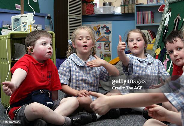 St Ann's Primary School students in Prep communicate with each other through sign language. The school principal came up with the idea of teaching...