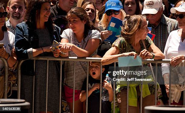 Supporters gather for a chance to see presumptive Democratic nominee for president Hillary Clinton who spoke at the International Brotherhood of...