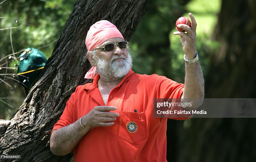 Former Indian leg spinner Bishen Bedi at Riverview College, coach of the visitin
