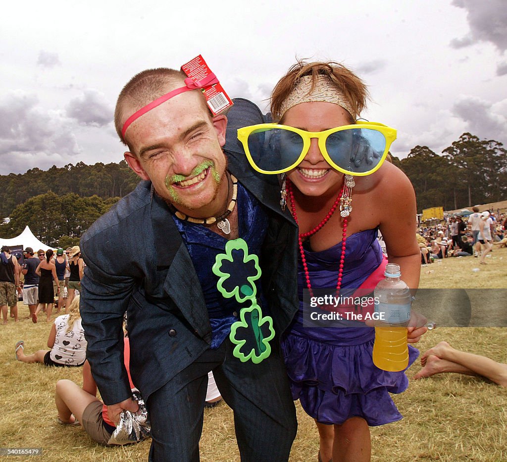 New Years Eve 2006 - Falls Festival - People in the crowd enjoying the music and