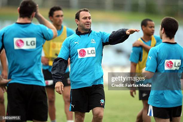 New coach Ricky Stuart directs his players during a Cronulla Sharks training session at Toyota Park in Cronulla, 15 December 2006. SHD SPORT Picture...