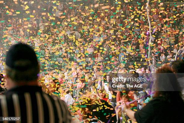 Crowds at the Wiggles concert at Rod Laver Arena today. 6th December, 2006. THE AGE NEWS Picture by JOHN WOUDSTRA.