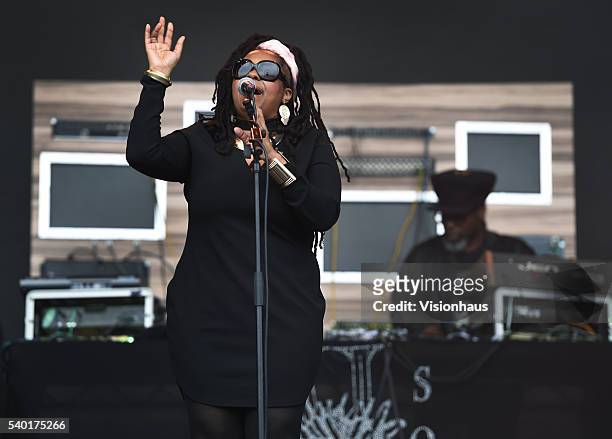 Soul II Soul singer Caron Wheeler performs with Jazzie B on day one of the Parklife 2016 Festival on June 11, 2016 in Manchester, England. Soul II...