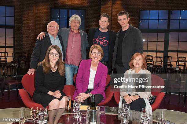 Norbert Bluem, Juergen Becker, Chris Tall, Janis Niewoehner Deborah Feldman, Bettina Boettinger and Brigitte Grothum attend the 'Koelner Treff' TV...