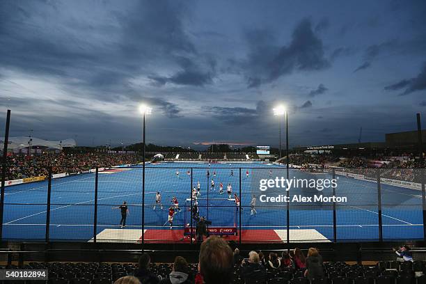 General view during the FIH Mens Hero Hockey Champions Trophy match between Great Britain and Germany at Queen Elizabeth Olympic Park on June 14,...