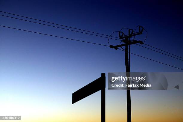 Power lines at sunset