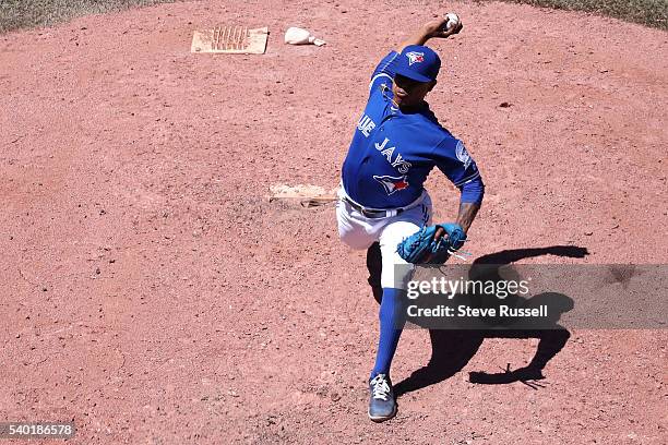 Marcus Stroman gets the win as the Toronto Blue Jays win an afternoon game against the Philadelphia Phillies in Toronto. June 14, 2016.