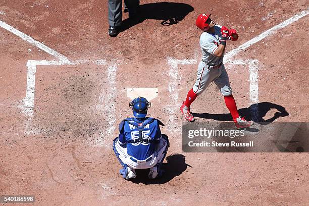 Philadelphia Phillies second baseman Cesar Hernandez celebrates a late home run as the Toronto Blue Jays win an afternoon game against the...