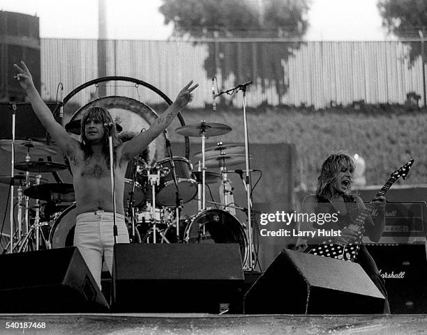 Ozzy Osbourne and Randy Rhoads are performing at a 'Day on the Green' at the Oakland Coliseum in Oakland, CA. On July 4, 1981.